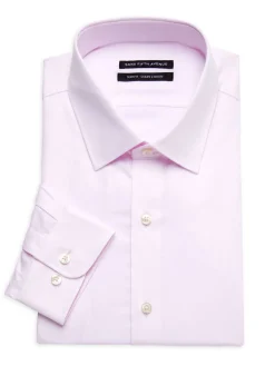 Saks Fifth Avenue Dress Shirts|Slim Fit Textured Dress Shirt Pink