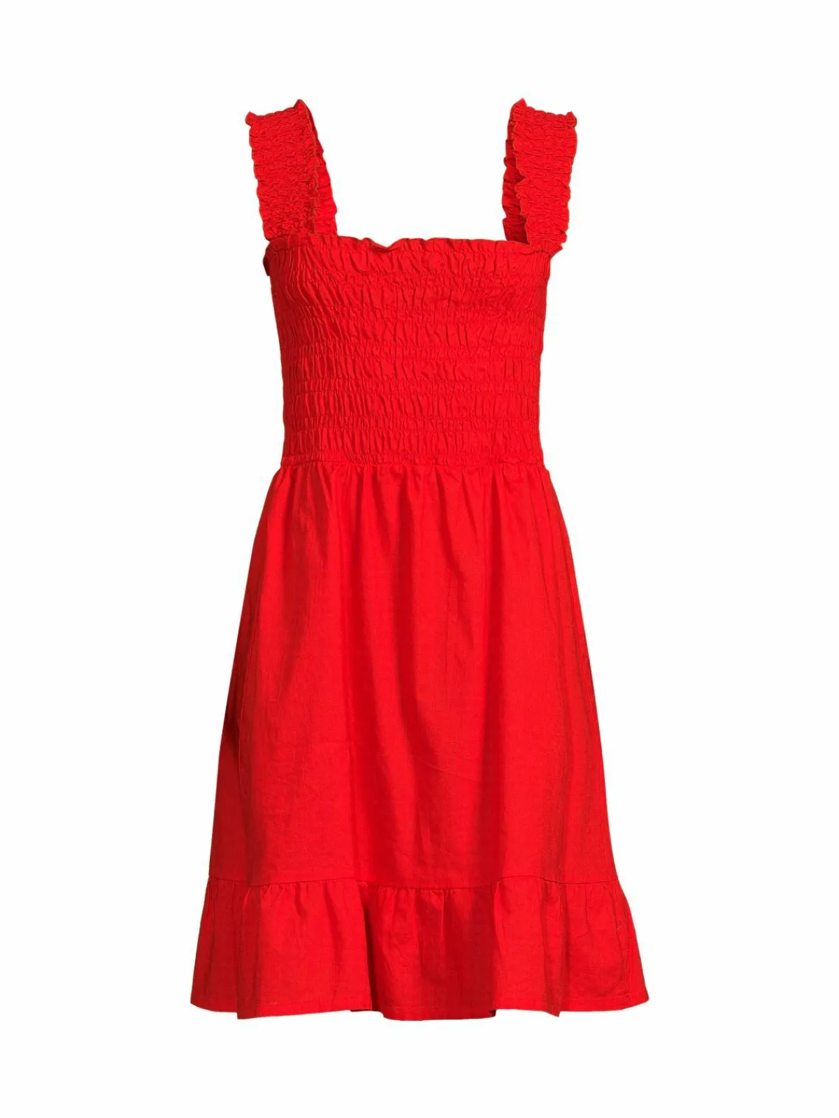 Women Saks Fifth Avenue Smocked Linen Blend Dress