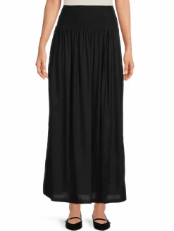 Women WeWoreWhat Smocked Linen-Blend Maxi Skirt