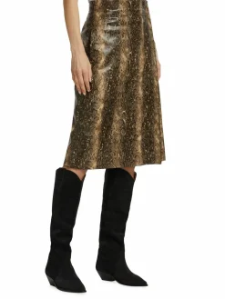 Women Ganni Snake Embossed Faux Leather Wrap Skirt