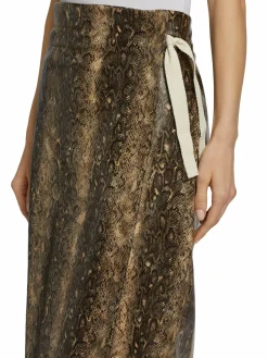 Women Ganni Snake Embossed Faux Leather Wrap Skirt