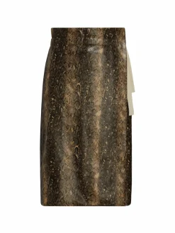 Women Ganni Snake Embossed Faux Leather Wrap Skirt