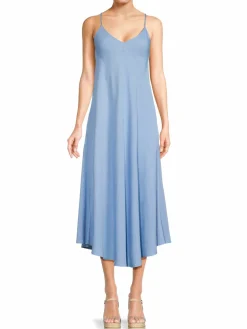 Women L'AGENCE Solid A-Line Midaxi Dress