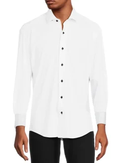 Bertigo Casual Button-Down Shirts|Solid Button Down Shirt White