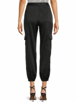 Women Donna Karan Solid Crooped Cargo Joggers