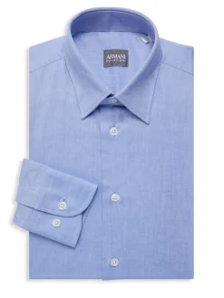 Armani Collezioni Dress Shirts|Solid Dress Shirt Blue