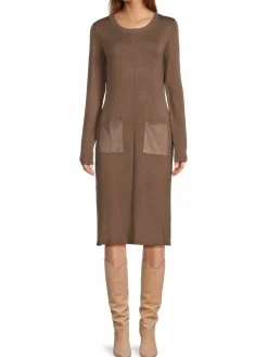 Women Donna Karan Solid Long Sleeve Sweater Dress