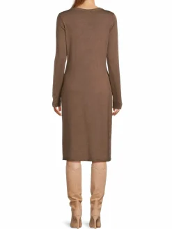 Women Donna Karan Solid Long Sleeve Sweater Dress