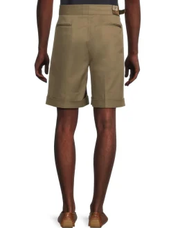 Roberto Cavalli Shorts|Solid Pleated Shorts Khaki