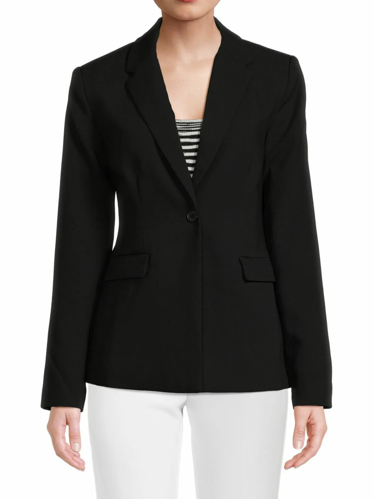 Women T Tahari Solid Single Button Blazer