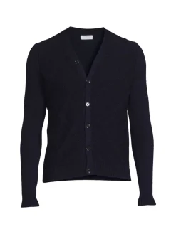 Malo Sweaters|Solid Wool & Cashmere Blend Cardigan Blue