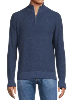Bonobos Sweaters|Solid Zip Pullover Blue Dot