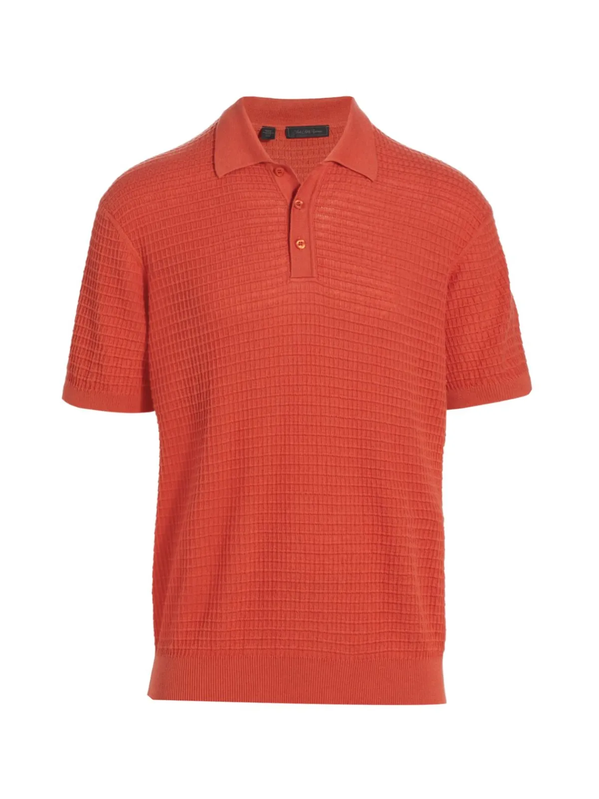 Saks Fifth Avenue Cashmere|Square Weave Polo Shirt Ginger