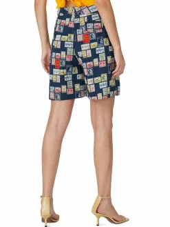 Women Victoria Beckham Stamp Print Flat Front Shorts