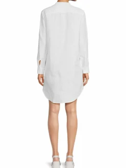 Women James Perse Stand Collar Linen Mini Shirtdress