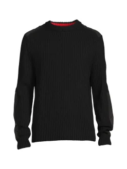 HUGO Sweaters|Stof Ribbed Sweater Black