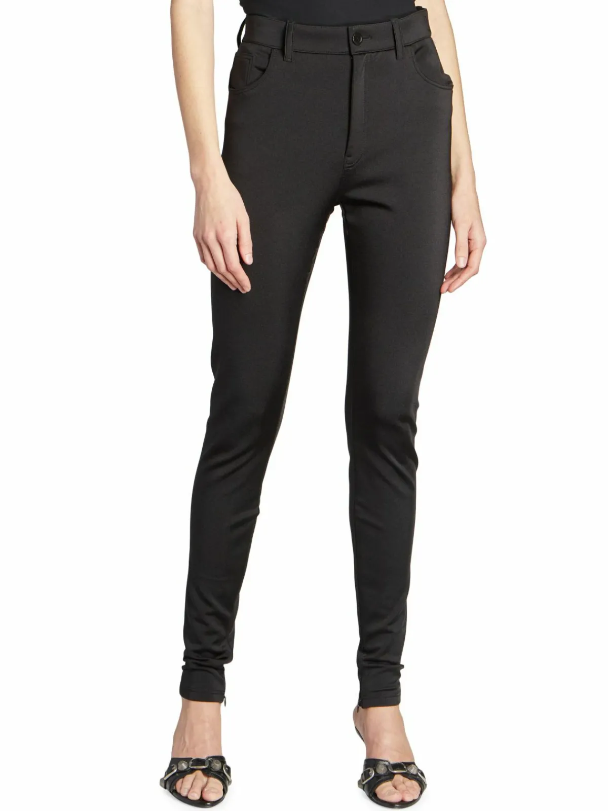 Women Balenciaga Stretch Ankle Zip Leggings