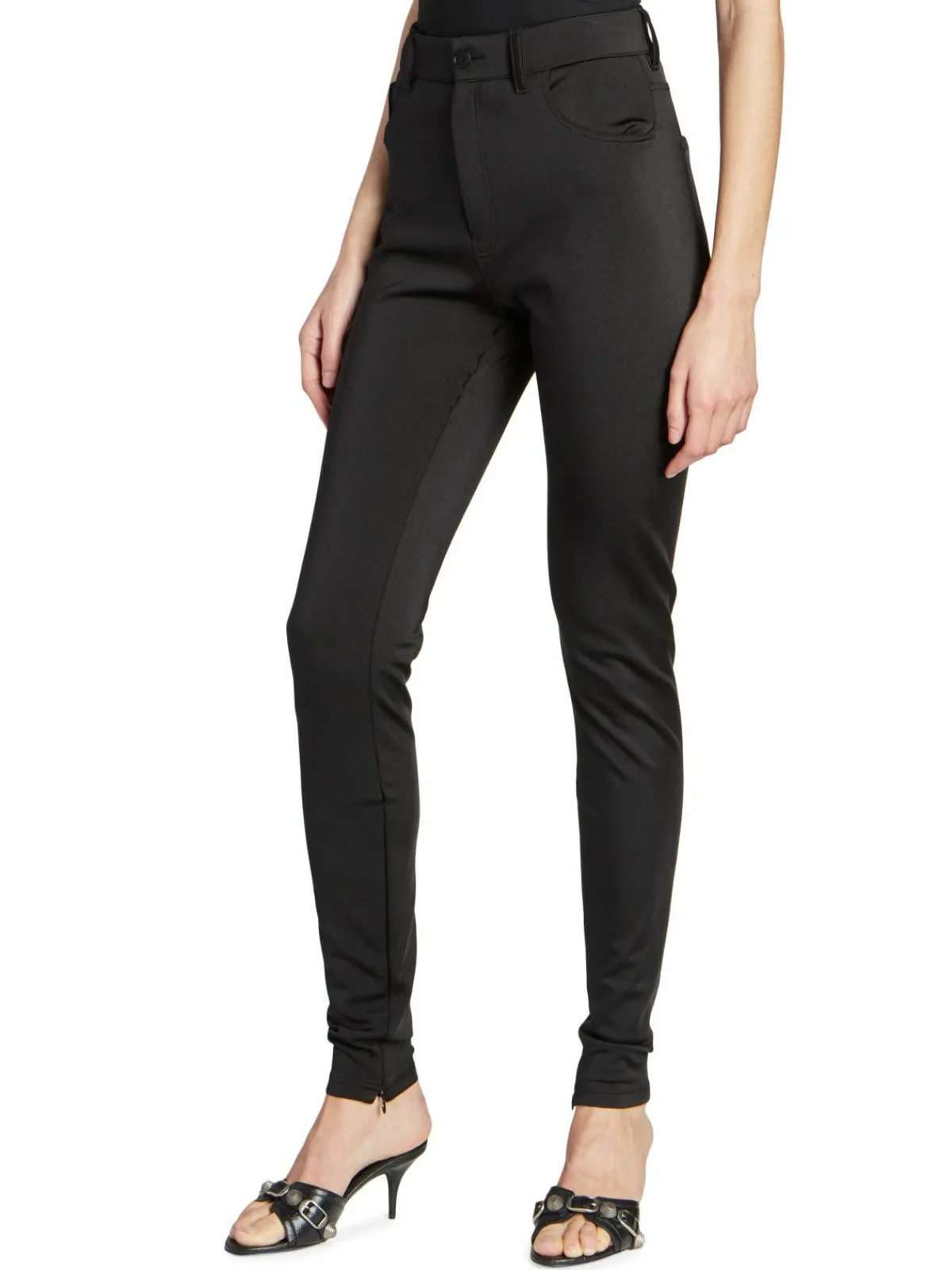 Women Balenciaga Stretch Ankle Zip Leggings