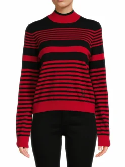 Women Sonia Rykiel Stripe Wool Blend Mockneck Sweater