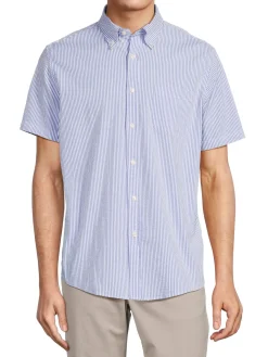 Brooks Brothers Casual Button-Down Shirts|Striped Button-Down Shirt Blue