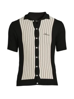 Amiri Cashmere|Striped Cashmere Blend Shirt Black White