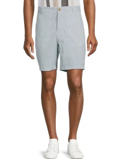 TailorByrd Shorts|Striped Performance Seersucker Shorts Blue