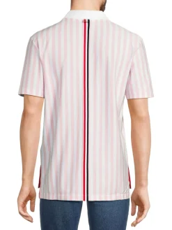 Thom Browne Polos|Striped Polo Light Pink