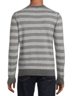 Vince Cashmere|Striped Wool Blend Sweater Grey