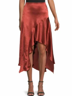 Women Free People Sunrise High Low Satin Midi Skirt