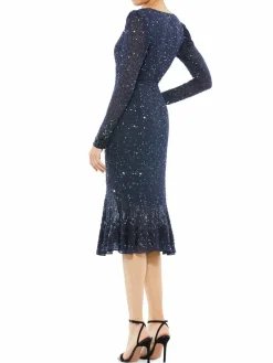 Women Mac Duggal Surplice Sequin Midi Dress