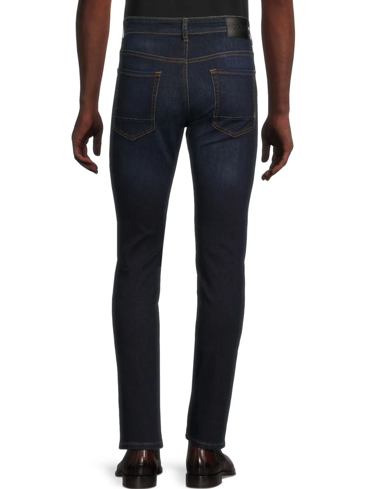 BOSS Jeans|Taber High Rise Tapered Fit Jeans Navy