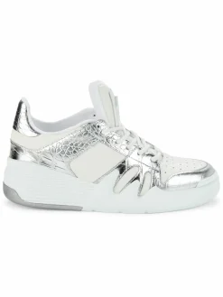 Giuseppe Zanotti Talon Leather & Embossed Metallic Leather Sneakers