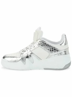 Giuseppe Zanotti Talon Leather & Embossed Metallic Leather Sneakers