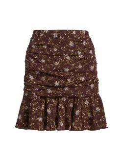 Women Veronica Beard Taras Ruched Silk Mini Skirt