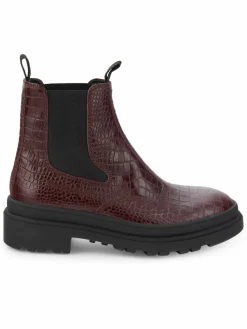 Aquatalia Tessy Croc Embossed Leather Chelsea Boots