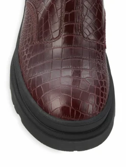 Aquatalia Tessy Croc Embossed Leather Chelsea Boots