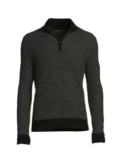 Saks Fifth Avenue Sweaters|Textured Cashmere Quarter Zip Sweater Black