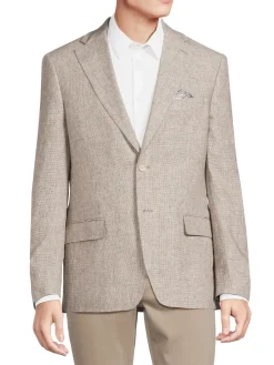 Tallia Blazers & Sportcoats|Textured Linen Sportcoat Taupe Cream