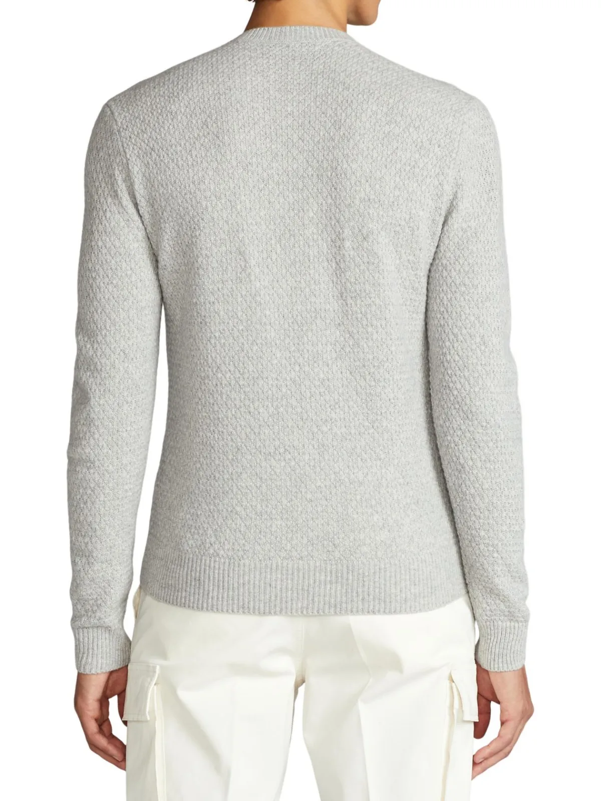 Ralph Lauren Purple Label Cashmere|Textured Long-Sleeve Sweater Grey