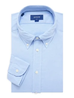 Eton Dress Shirts|Textured Slim Fit Dress Shirt Blue