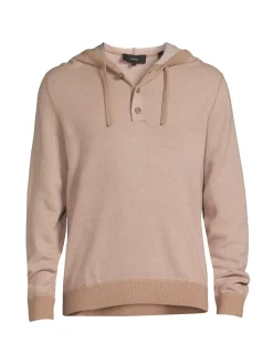 Vince Cashmere|Textured Wool & Cashmere Hoodie Camel