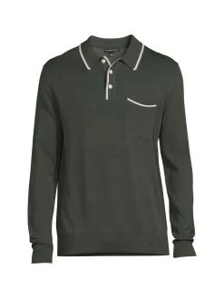 Saks Fifth Avenue Polos|Tipped Long Sleeve Sweater Polo