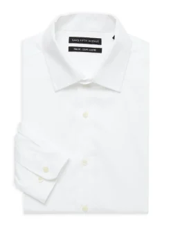 Saks Fifth Avenue Dress Shirts|Trim Fit Dress Shirt White
