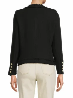Women Saks Fifth Avenue Tweed Long Sleeve Jacket