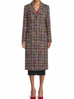 Women Avec Les Filles Tweed Longline Overcoat