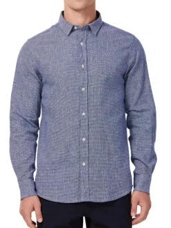 Hyden Yoo Linen|Tyler Linen Blend Houndstooth Sport Shirt Black