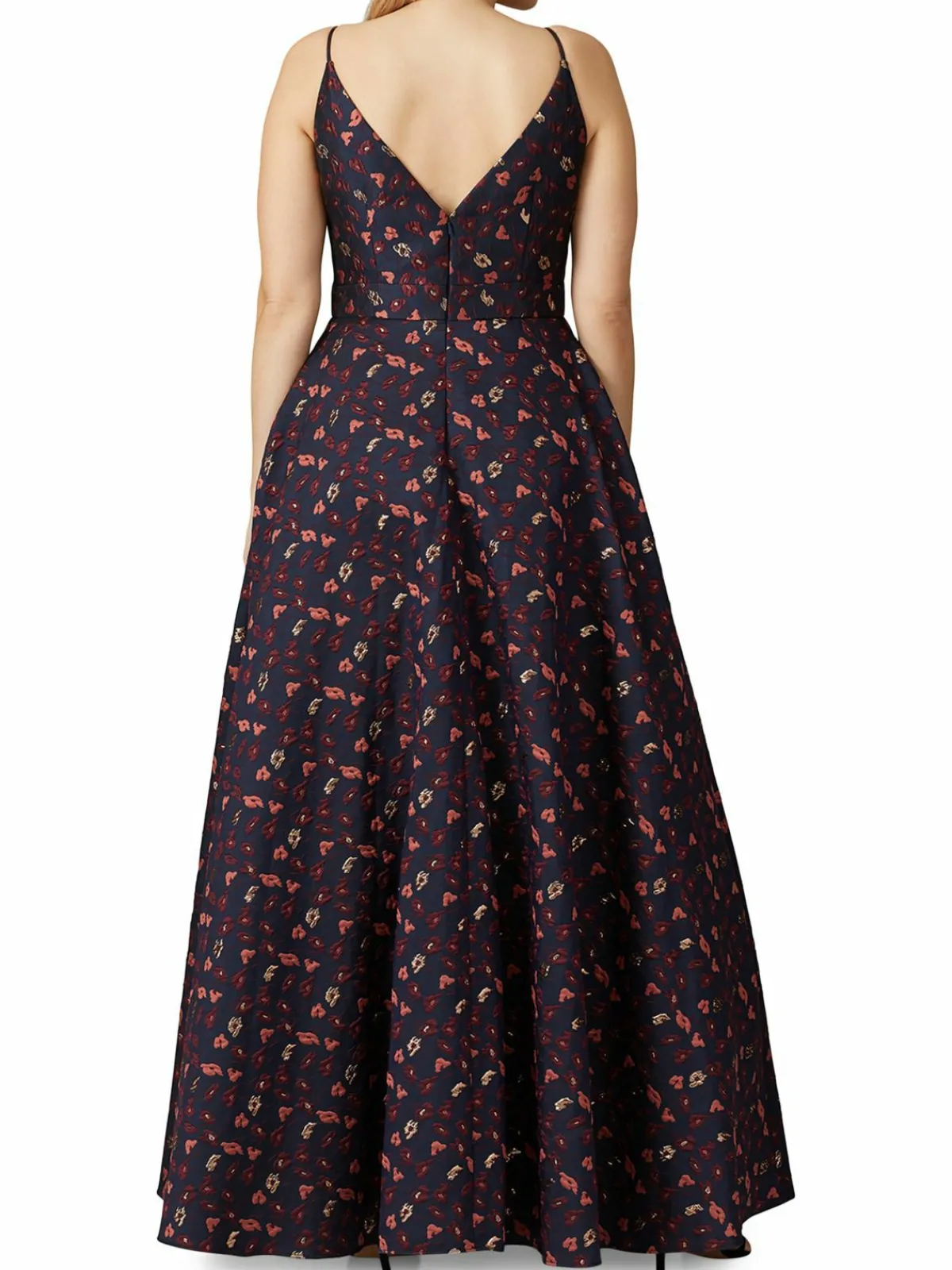 Women Monique Lhuillier V Neck Floral Jacquard Ball Gown