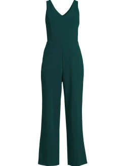 Women Bebe V Neck Scuba Crepe Jumpsuit
