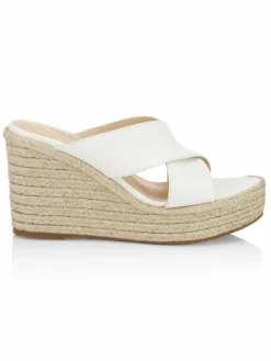 L'AGENCE Valetta Leather Espadrille Wedge Sandals