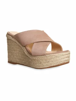 L'AGENCE Valetta Leather Espadrille Wedge Sandals